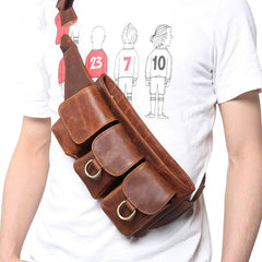 Vintage Leather Fanny Pack Mens Waist Bag Hip Pack Belt Bag for Men