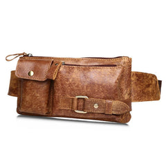 Vintage Leather Fanny Pack Mens Waist Bag Hip Pack Belt Bag for Men - imessengerbags