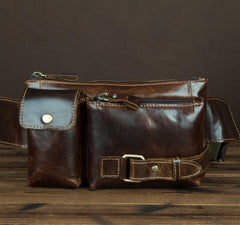 Vintage Leather Fanny Pack Mens Waist Bag Hip Pack Belt Bag for Men - imessengerbags