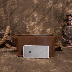Vintage Leather Fanny Pack Mens Waist Bag Hip Pack Belt Bag for Men - imessengerbags