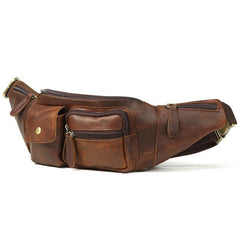 Vintage Leather Fanny Pack Mens Waist Bag Hip Pack Belt Bag for Men