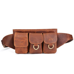 Vintage Leather Fanny Pack Mens Waist Bag Hip Pack Belt Bag for Men