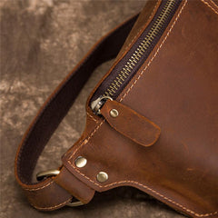 Vintage Leather Fanny Pack Mens Waist Bag Hip Pack Belt Bag for Men - imessengerbags