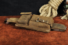 Vintage Leather Fanny Pack Mens Waist Bag Hip Pack Belt Bag for Men
