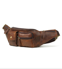 Vintage Leather Fanny Pack Mens Waist Bag Hip Pack Belt Bag for Men