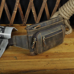 Vintage Leather Fanny Pack Mens Waist Bag Hip Pack Belt Bag for Men
