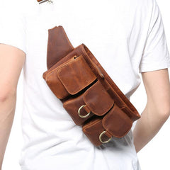 Vintage Leather Fanny Pack Mens Waist Bag Hip Pack Belt Bag for Men