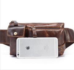 Vintage Leather Fanny Pack Mens Waist Bag Hip Pack Belt Bag for Men - imessengerbags