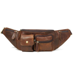 Vintage Leather Fanny Pack Mens Waist Bag Hip Pack Belt Bag for Men