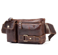 Vintage Leather Fanny Pack Mens Waist Bag Hip Pack Belt Bag for Men - imessengerbags