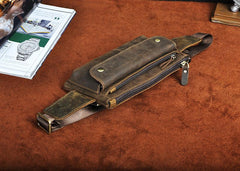 Vintage Leather Fanny Pack Mens Waist Bag Hip Pack Belt Bag for Men