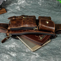 Vintage Leather Fanny Pack Mens Waist Bag Hip Pack Belt Bag for Men