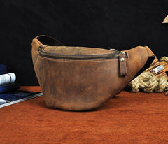 Vintage Leather Fanny Pack Mens Waist Bag Hip Pack Belt Bag for Men - imessengerbags