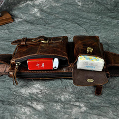 Vintage Leather Fanny Pack Mens Waist Bag Hip Pack Belt Bag for Men