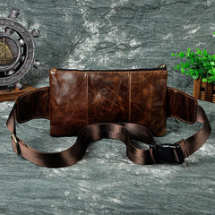 Vintage Leather Fanny Pack Mens Waist Bag Hip Pack Belt Bag for Men