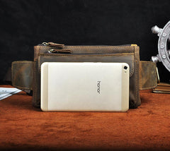 Vintage Leather Fanny Pack Mens Waist Bag Hip Pack Belt Bag for Men