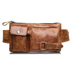 Vintage Leather Fanny Pack Mens Waist Bag Hip Pack Belt Bag for Men - imessengerbags