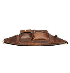 Vintage Leather Fanny Pack Mens Waist Bag Hip Pack Belt Bag for Men
