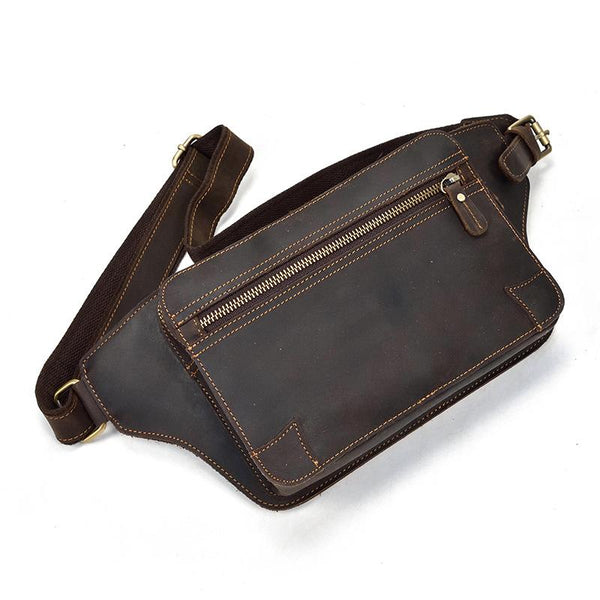 Vintage Leather Fanny Pack Mens Waist Bag Hip Pack Belt Bag for Men - imessengerbags