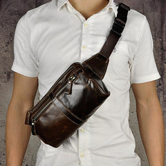 Vintage Leather Fanny Pack Mens Waist Bag Hip Pack Belt Bag for Men - imessengerbags