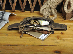 Vintage Leather Fanny Pack Mens Waist Bag Hip Pack Belt Bag for Men