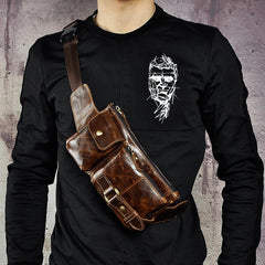 Vintage Leather Fanny Pack Mens Waist Bag Hip Pack Belt Bag for Men
