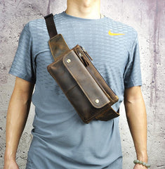 Vintage Leather Fanny Pack Mens Waist Bag Hip Pack Belt Bag for Men