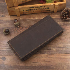 Vintage Leather Mens Cool Long Wallet Cool Bifold Long Wallets for Men
