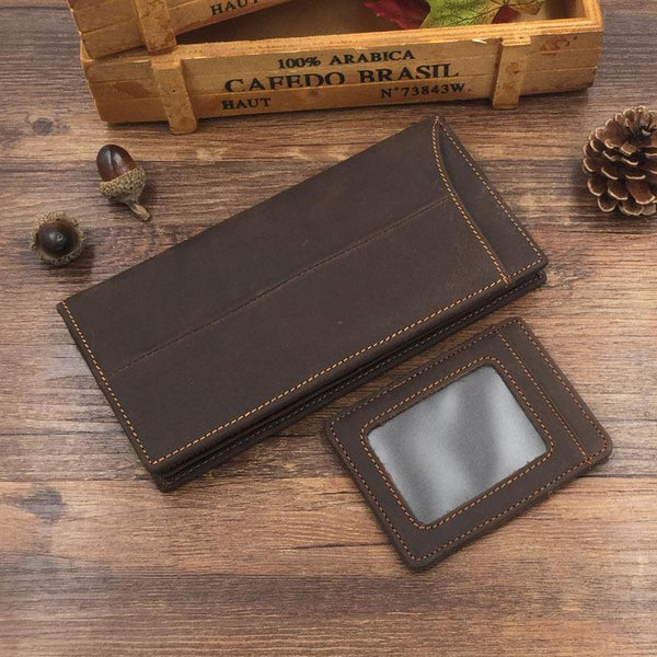Vintage Leather Mens Cool Long Wallet Cool Bifold Long Wallets for Men - imessengerbags