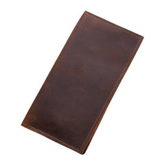 Cool Coffee Mens Leather Long Wallets Bifold Long Wallet for Men