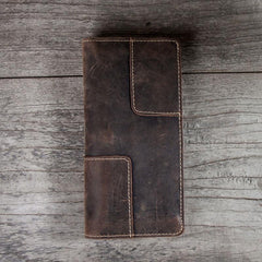 Vintage Leather Long Wallets for men Trifold Men Long Wallet - imessengerbags