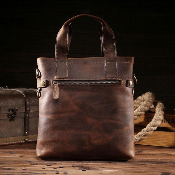 Vintage Leather Mens Handbag Briefcases Shoulder Bag Work Briefcase For Men