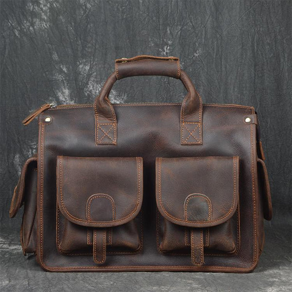 Vintage Leather Mens Large Travel Bag Weekender Cool Business Bag For Men