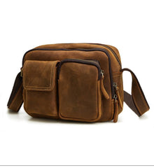 Vintage Cool Leather Mens Messenger Bags Shoulder Bag Cool CrossBody Bags For Men