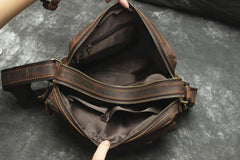 Vintage Leather Mens Cool Messenger Bag Cool Shoulder Bag CrossBody Bags For Men