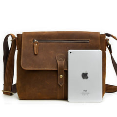 Vintage Leather Mens Cool Messenger Bag Shoulder Bag Cool CrossBody Bag For Men
