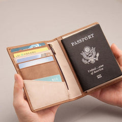 Vintage Leather Men Small Slim Travel Wallet Passport Wallet for Men - imessengerbags
