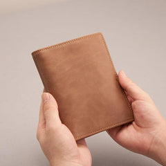 Vintage Leather Men Small Slim Travel Wallet Passport Wallet for Men - imessengerbags