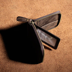 Vintage Leather Men Small Zipper Wallet Bifold Wallet for Men - imessengerbags
