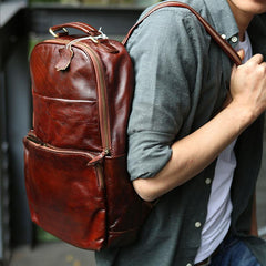 Vintage Leather Mens Backpack Travel Backpack School Backpacks for men