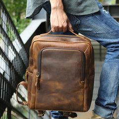 Vintage Leather Mens Backpacks Travel Backpack Laptop Backpack for men - imessengerbags