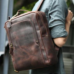 Vintage Leather Mens Backpacks Travel Backpack Laptop Backpack for men - imessengerbags