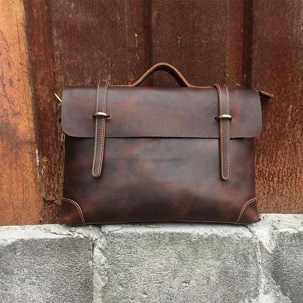 Vintage Leather Mens Briefcase Handbag Messenger Bag for men