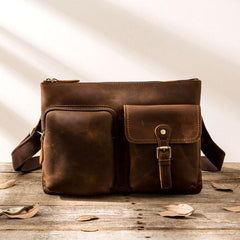 Vintage Leather Mens Cool Messenger Bag Shoulder Bags  for Men