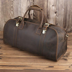 Vintage Leather Mens Dark Brown Large Weekender Bag Vintage Cool Travel Bag Duffle Bag for Men