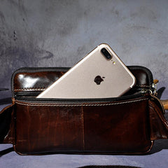Vintage Leather Mens Fanny Pack Waist Bag Hip Pack Belt Bag Bumbag for Men - imessengerbags