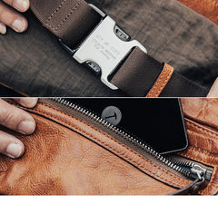Vintage Leather Mens Fanny Pack Waist Bag Hip Pack Belt Bag Bumbag for Men - imessengerbags