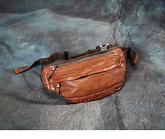 Vintage Leather Mens Fanny Pack Waist Bag Hip Pack Belt Bag Bumbag for Men