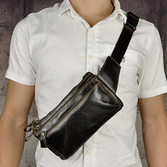 Vintage Leather Mens Fanny Pack Waist Bag Hip Pack Belt Bag Bumbag for Men