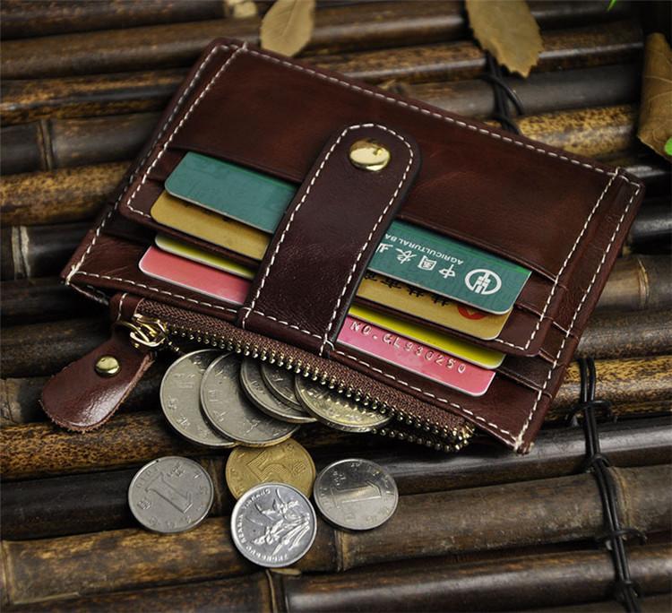 Vintage Leather Mens Front Pocket Wallet Slim Wallet for Men - imessengerbags
